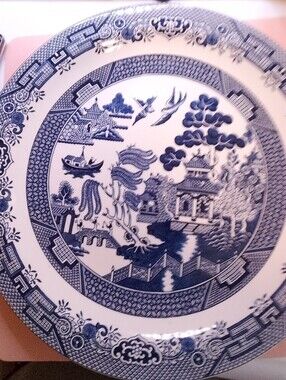 CHURCHILL 12.5" BLUE WILLOW Large Round Serving Platter Plate * Made in England